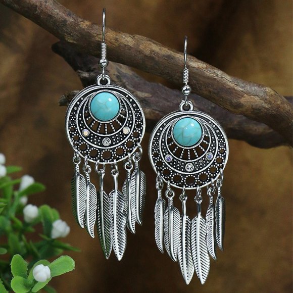 Accessories - Turquoise earrings and Bohemian tassel earrings